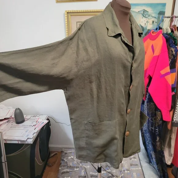 Vintage 90's Flax by Jeanne Engelhart Linen Jacket Size M - Picture 3 of 10